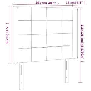 Čelo postele typu ušák tmavě šedé 103x16x118/128 cm textil - obrázek 9