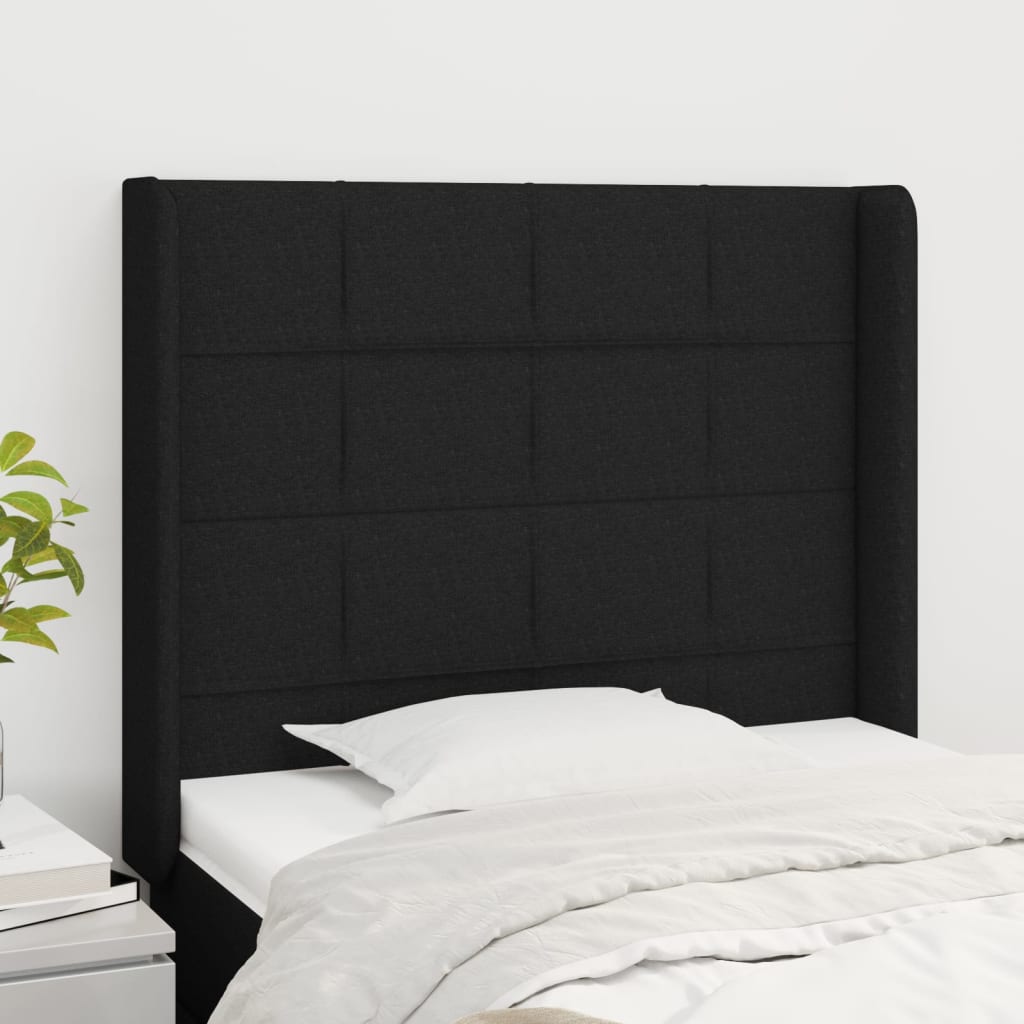 vidaXL Tăblie de pat cu aripioare, negru, 103x16x118/128 cm, textil
