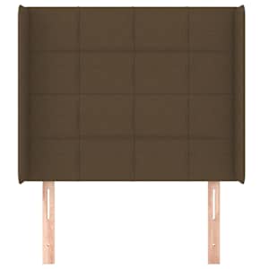 Čelo postele typu ušák tmavě hnědé 103x16x118/128 cm textil - obrázek 3