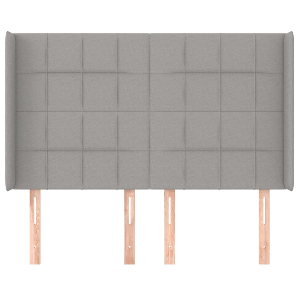 vidaXL Hoofdbord met randen 147x16x118/128 cm stof lichtgrijs afbeelding