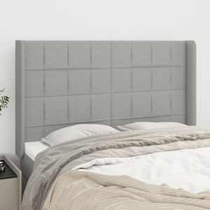 Čelo postele typu ušák světle šedé 147x16x118/128 cm textil - obrázek 1