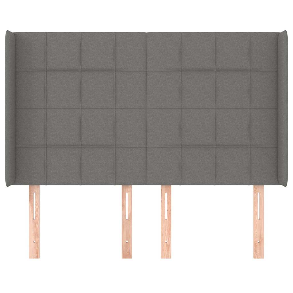 vidaXL Hoofdbord met randen 147x16x118/128 cm stof donkergrijs grijs, foto 2