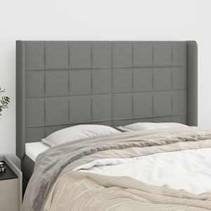 Čelo postele typu ušák tmavě šedé 147x16x118/128 cm textil - obrázek 1