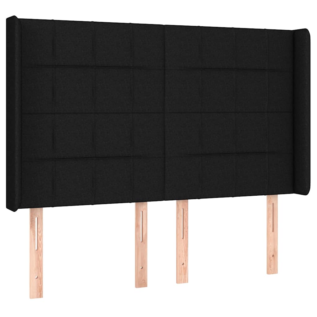 vidaXL Hoofdbord met randen 147x16x118/128 cm stof zwart, foto 3