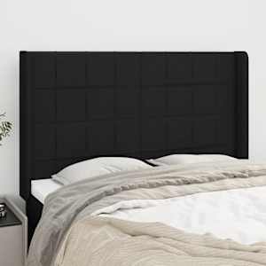 Čelo postele typu ušák černé 147x16x118/128 cm textil - obrázek 1