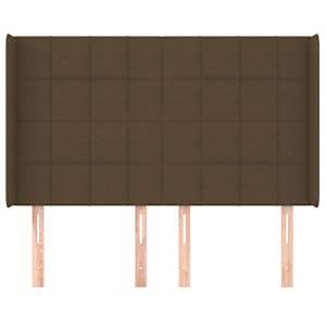 Čelo postele typu ušák tmavě hnědé 147x16x118/128 cm textil - obrázek 3