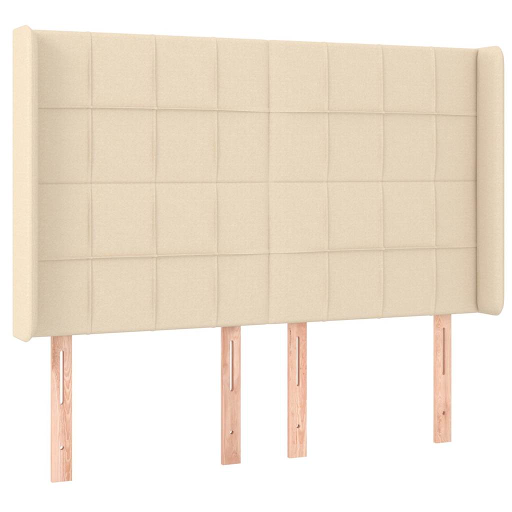 vidaXL Čelo postele typu ušák krémové 147x16x118/128 cm textil