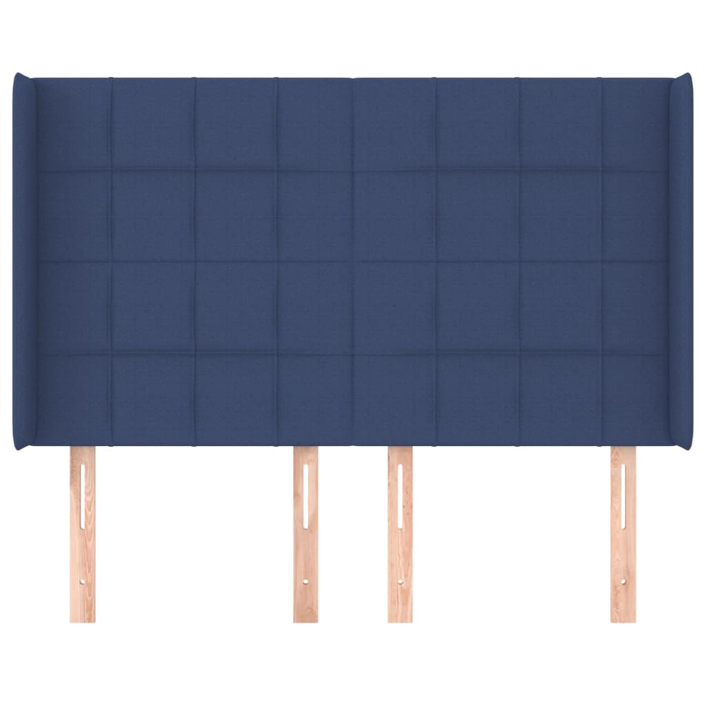 vidaXL Hoofdbord met randen 147x16x118/128 cm stof blauw afbeelding