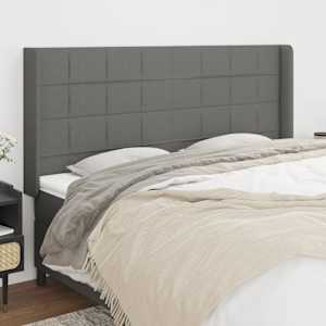 Vzglavje z ušesi temno sivo 163x16x118/128 cm blago