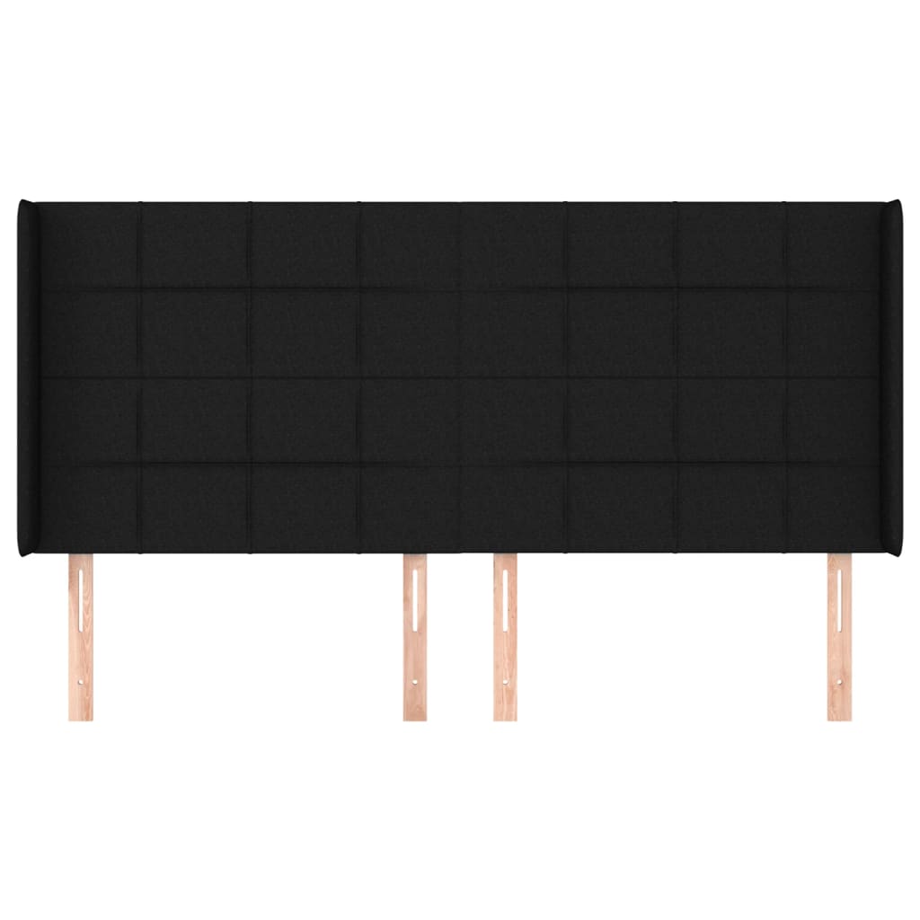 vidaXL Hoofdbord met randen 163x16x118/128 cm stof zwart afbeelding