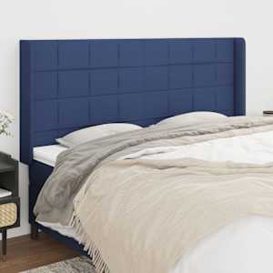 Čelo postele typu ušák modrá 163x16x118/128 cm textil - obrázek 1