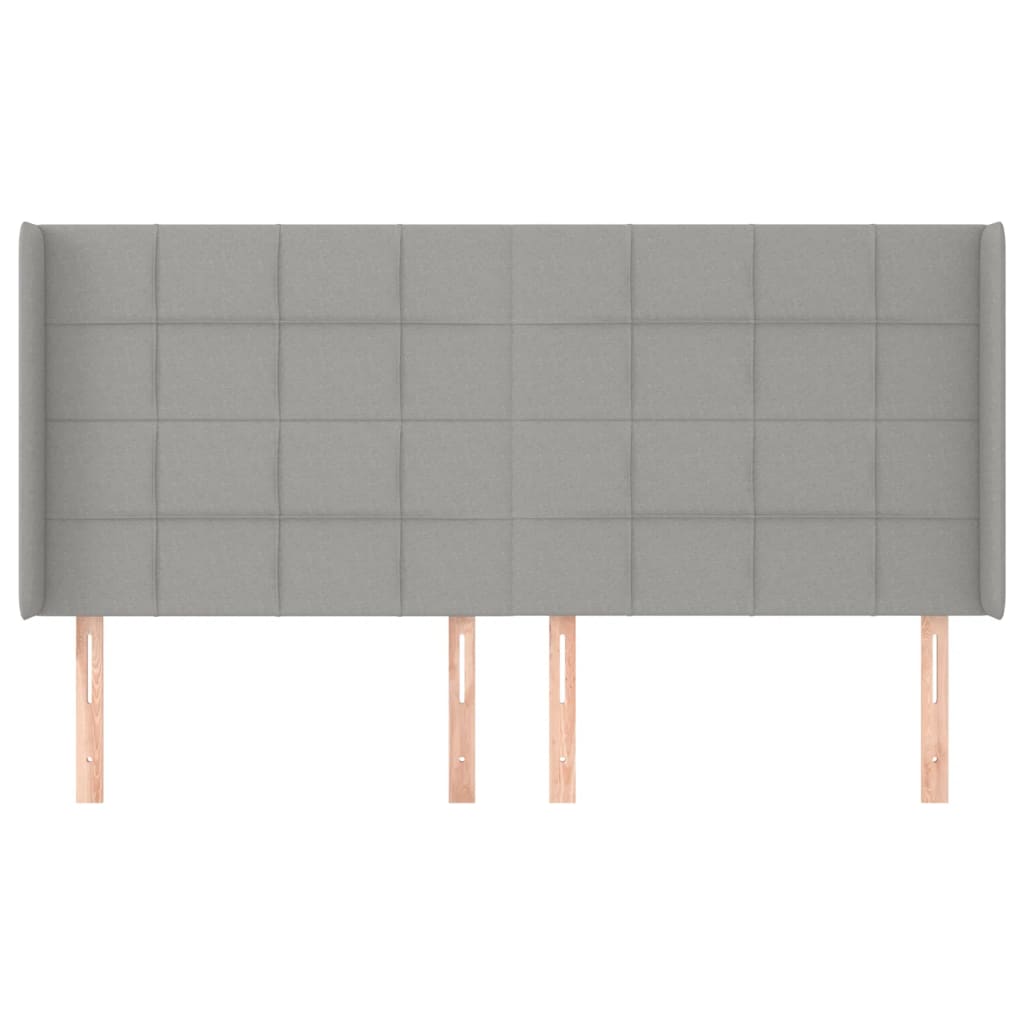 vidaXL Hoofdbord met randen 183x16x118/128 cm stof lichtgrijs afbeelding