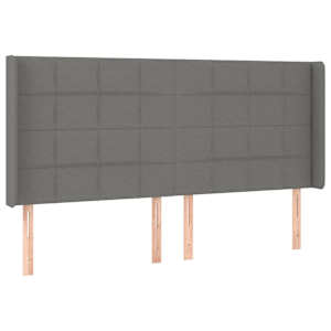 Čelo postele typu ušák tmavě šedé 183x16x118/128 cm textil - obrázek 2