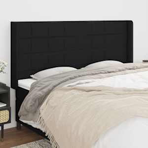 Čelo postele typu ušák černé 183x16x118/128 cm textil - obrázek 1
