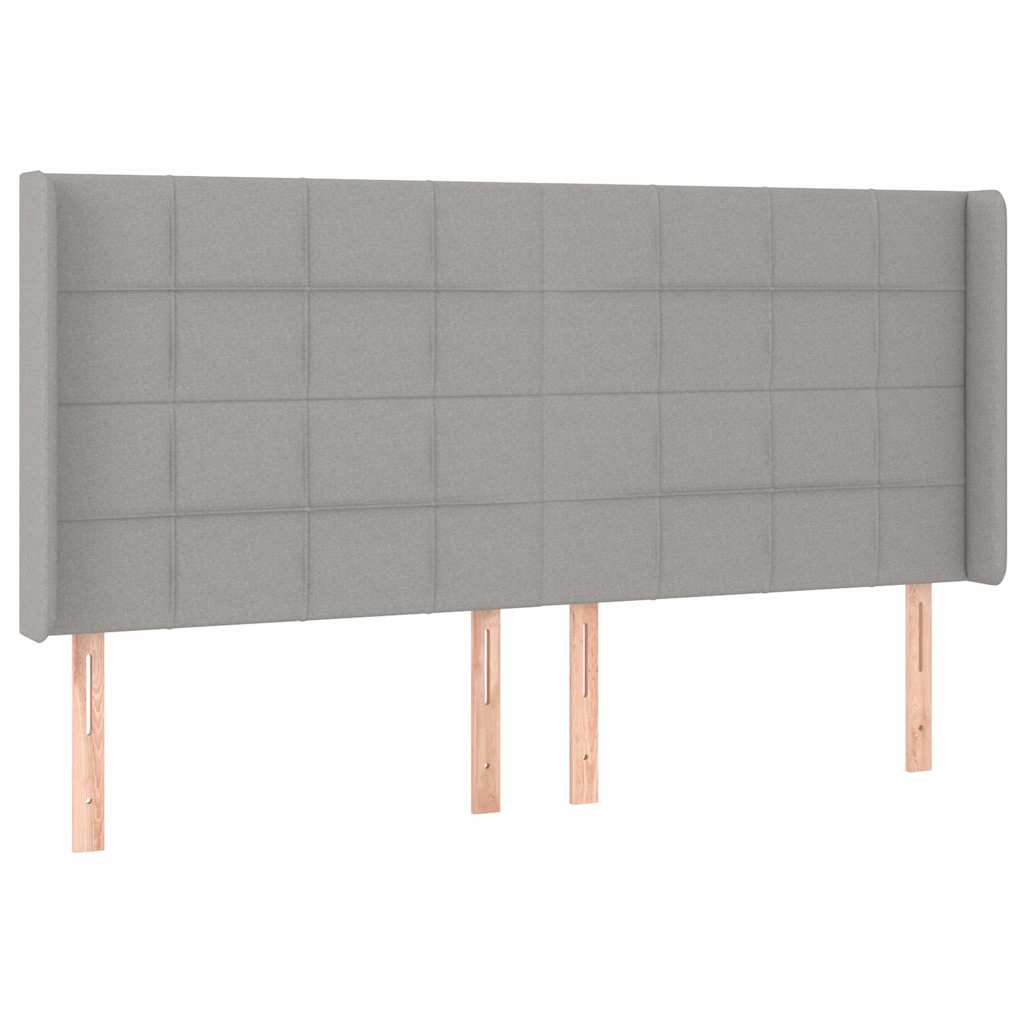 vidaXL Hoofdbord met randen 203x16x118/128 cm stof lichtgrijs grijs, foto 3