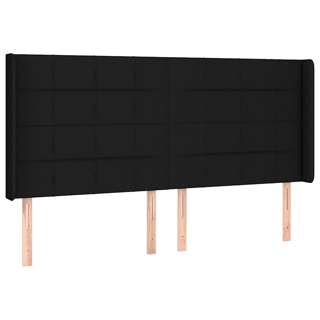 vidaXL Hoofdbord met randen 203x16x118/128 cm stof zwart, foto 3