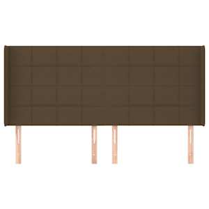 Čelo postele typu ušák tmavě hnědé 203x16x118/128 cm textil - obrázek 3