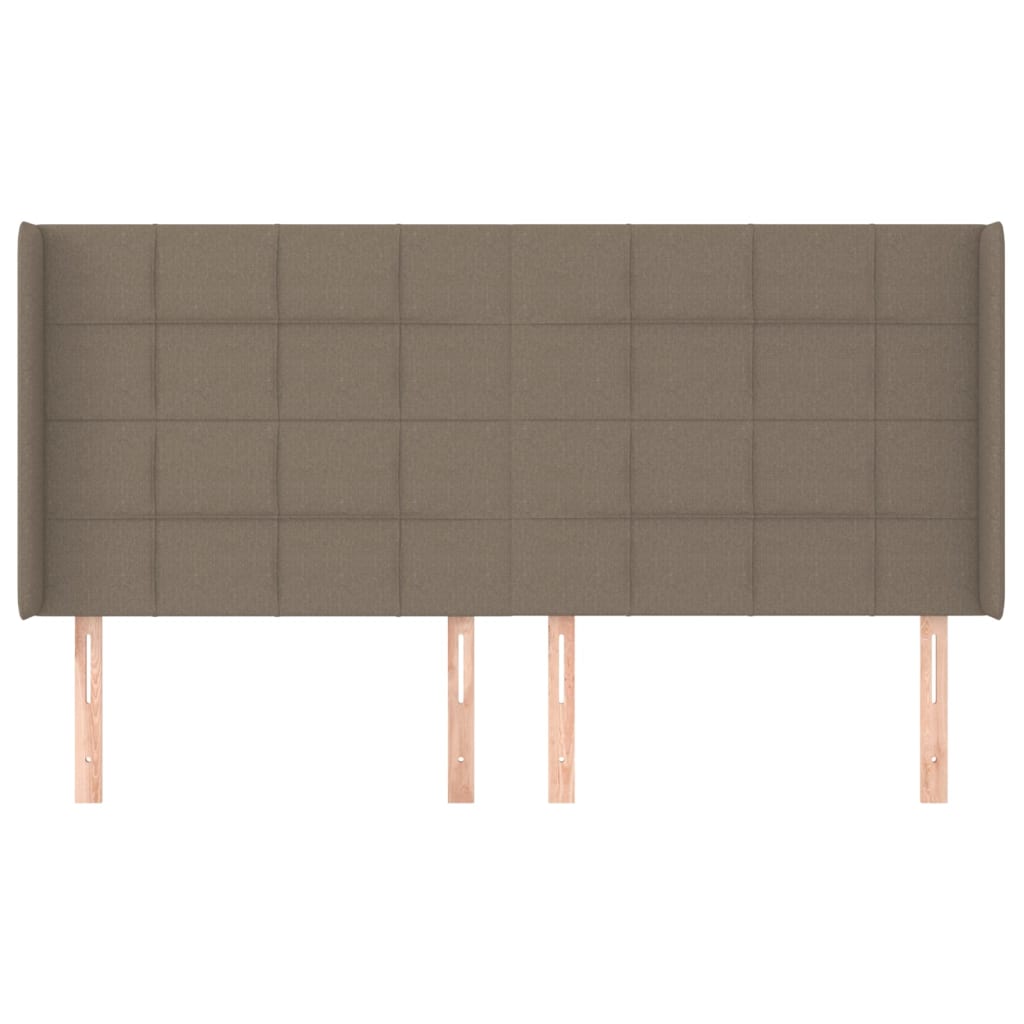 vidaXL Hoofdbord met randen 203x16x118/128 cm stof taupe afbeelding
