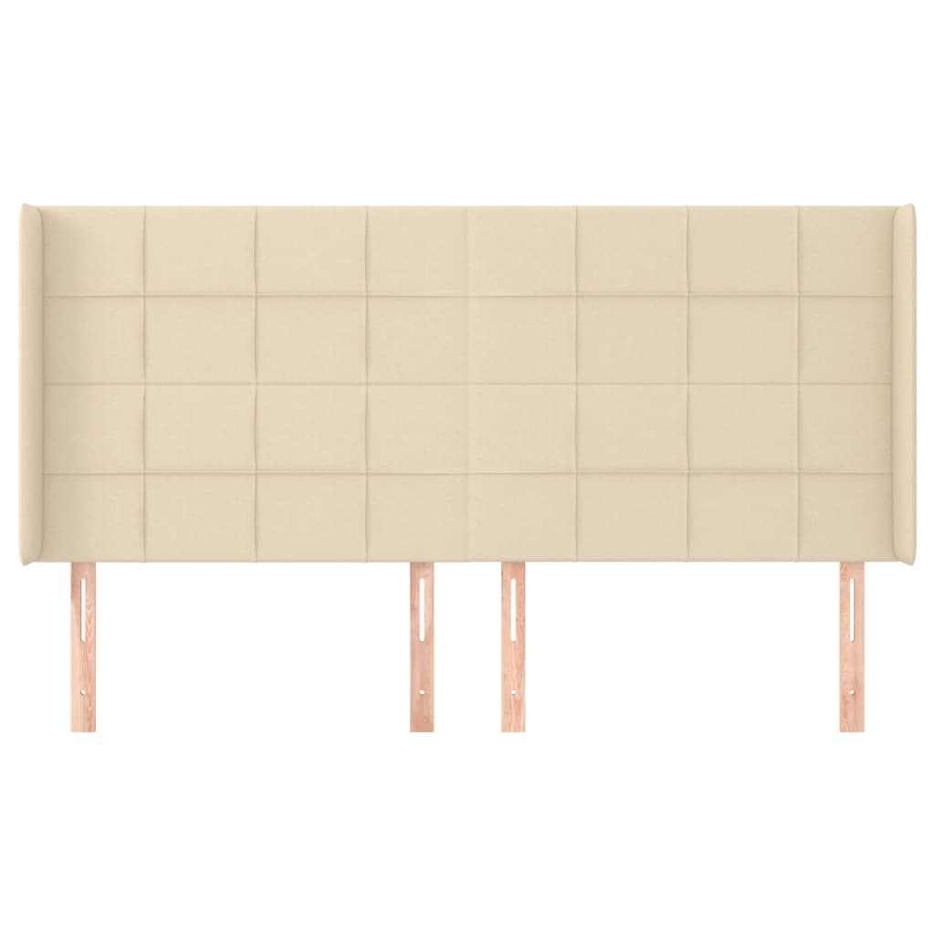 vidaXL Hoofdbord met randen 203x16x118/128 cm stof crèmekleurig afbeelding