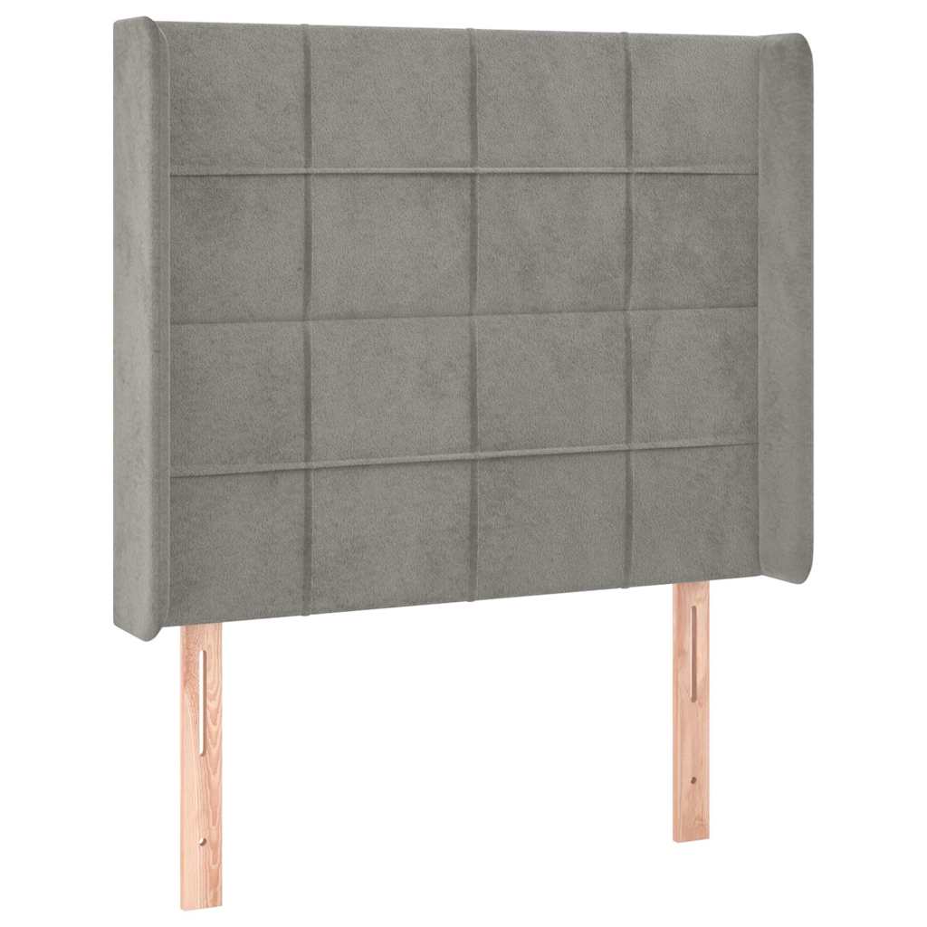 vidaXL Hoofdbord met randen 83x16x118/128 cm fluweel lichtgrijs grijs, foto 3
