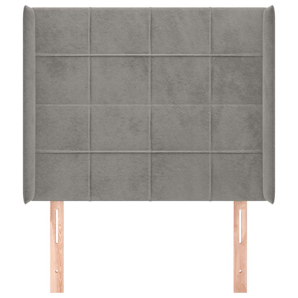 vidaXL Hoofdbord met randen 83x16x118/128 cm fluweel lichtgrijs grijs, foto 2