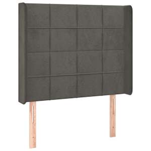 Čelo postele typu ušák tmavě šedé 83x16x118/128 cm samet - obrázek 2