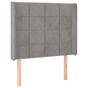 Čelo postele typu ušák světle šedé 93x16x118/128 cm samet - obrázek 2