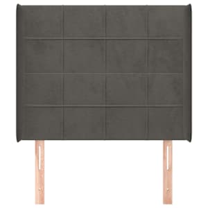 Čelo postele typu ušák tmavě šedé 93x16x118/128 cm samet - obrázek 3