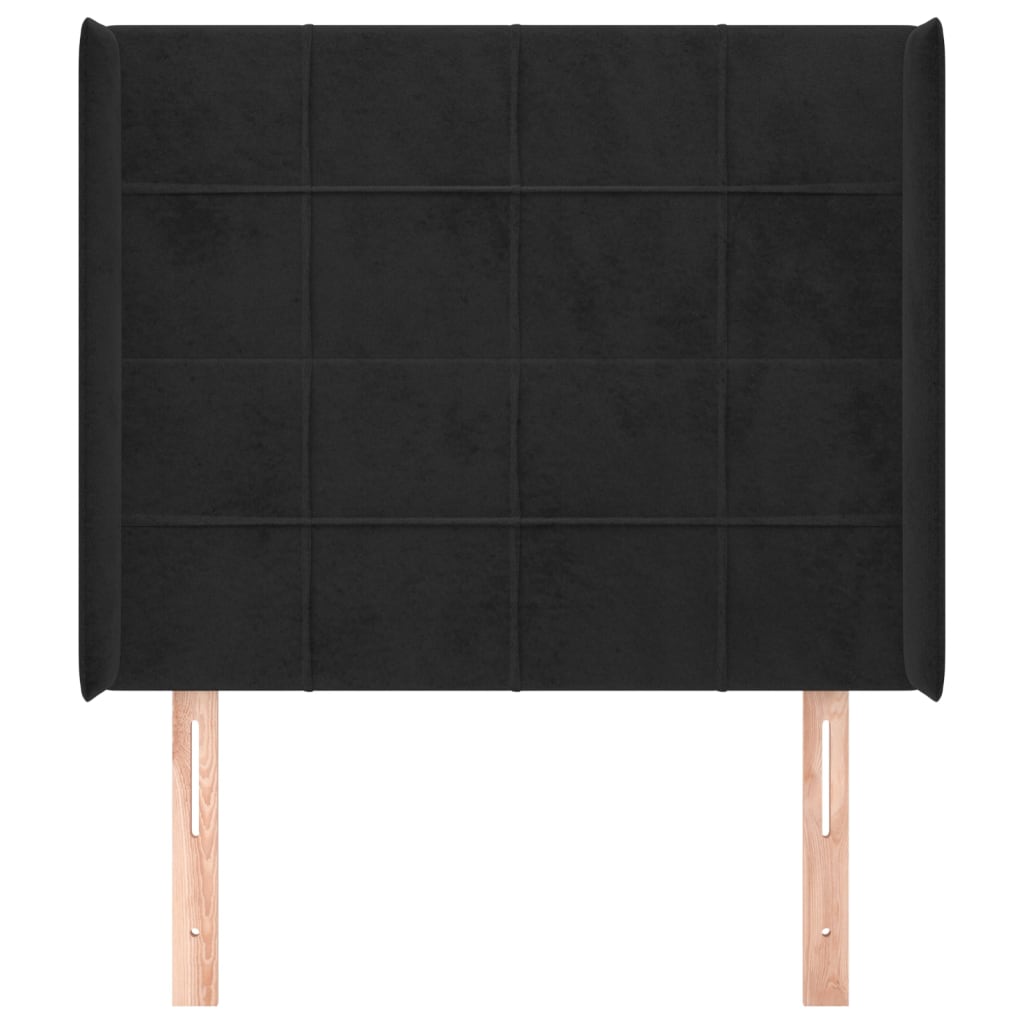 vidaXL Hoofdbord met randen 93x16x118/128 cm fluweel zwart afbeelding