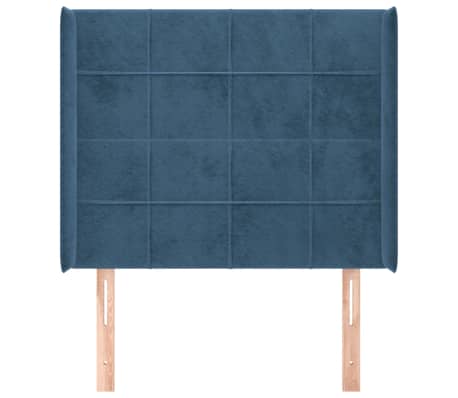 vidaXL sengegavl med kanter 93x16x118/128 cm fl&oslash;jl m&oslash;rkebl&aring;