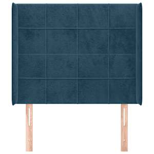 Čelo postele typu ušák tmavě modrá 93x16x118/128 cm samet - obrázek 3