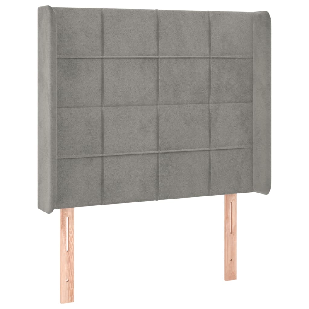 vidaXL Čelo postele typu ušák světle šedé 103x16x118/128 cm samet