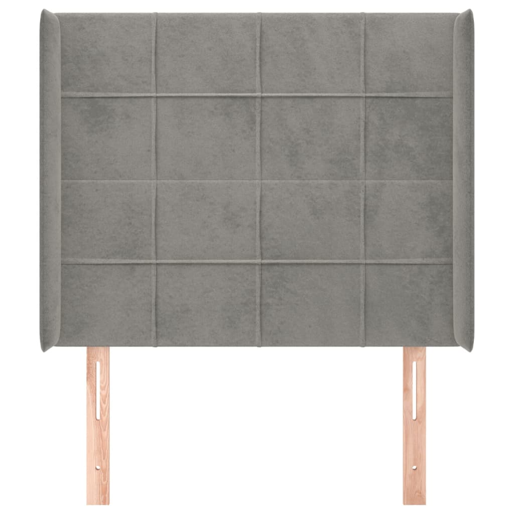 vidaXL Hoofdbord met randen 103x16x118/128 cm fluweel lichtgrijs afbeelding