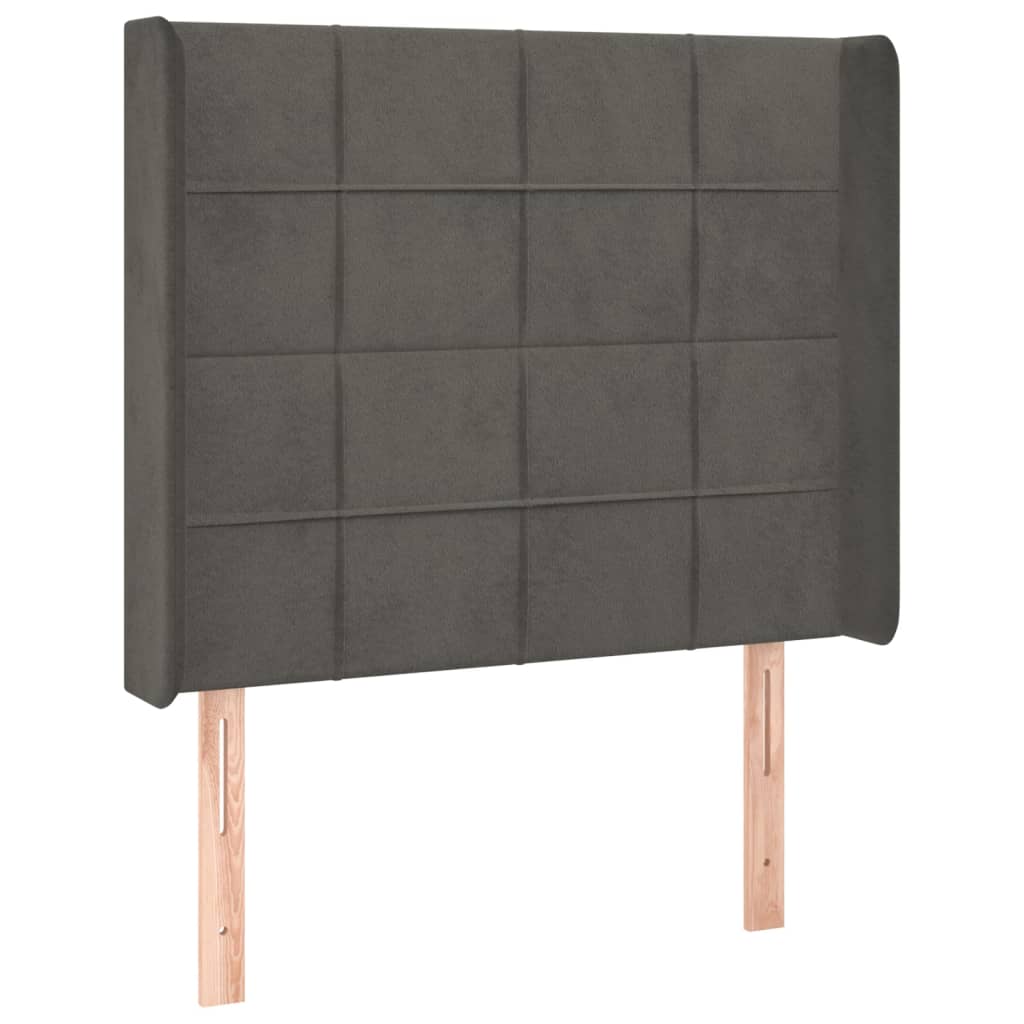 vidaXL Čelo postele typu ušák tmavě šedé 103x16x118/128 cm samet