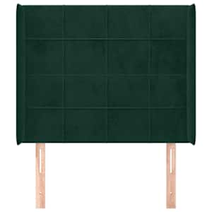 Čelo postele typu ušák tmavě zelená 103x16x118/128 cm samet - obrázek 3