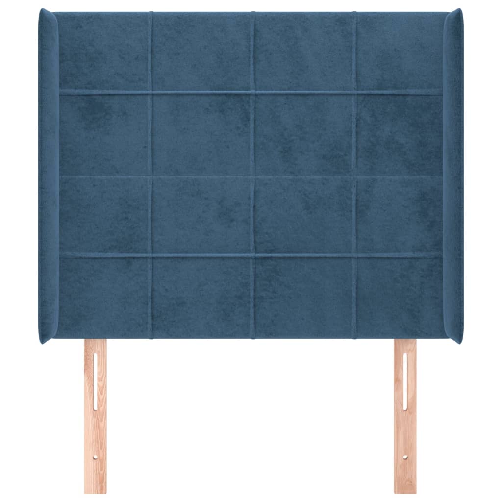 vidaXL Hoofdbord met randen 103x16x118/128 cm fluweel donkerblauw afbeelding