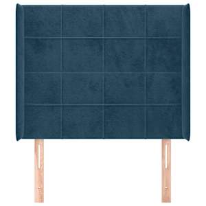 Čelo postele typu ušák tmavě modrá 103x16x118/128 cm samet - obrázek 3
