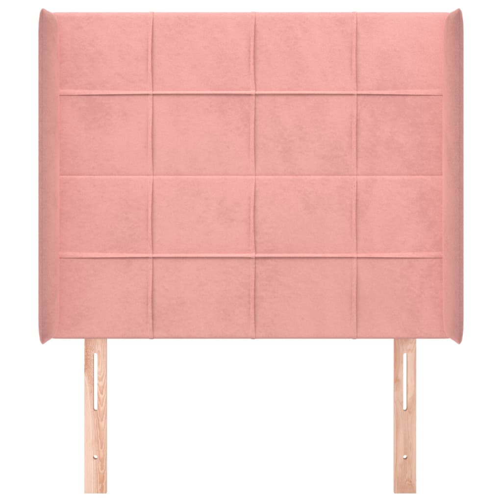 vidaXL Hoofdbord met randen 103x16x118/128 cm fluweel roze afbeelding