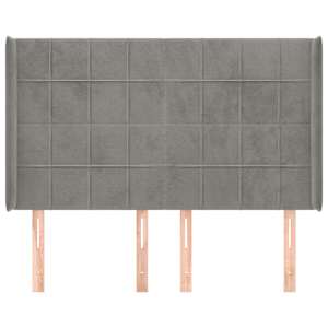 Čelo postele typu ušák světle šedé 147x16x118/128 cm samet - obrázek 3