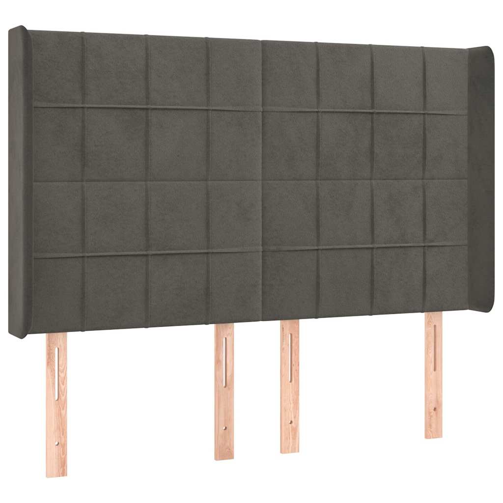 vidaXL Hoofdbord met randen 147x16x118/128 cm fluweel donkergrijs grijs, foto 3