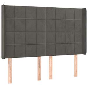 Čelo postele typu ušák tmavě šedé 147x16x118/128 cm samet - obrázek 2