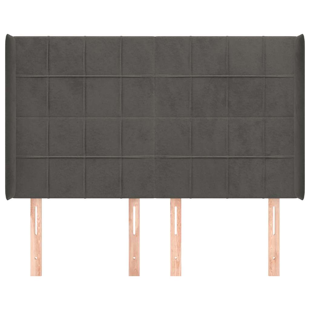 vidaXL Hoofdbord met randen 147x16x118/128 cm fluweel donkergrijs grijs, foto 2