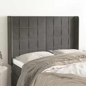 Čelo postele typu ušák tmavě šedé 147x16x118/128 cm samet - obrázek 1