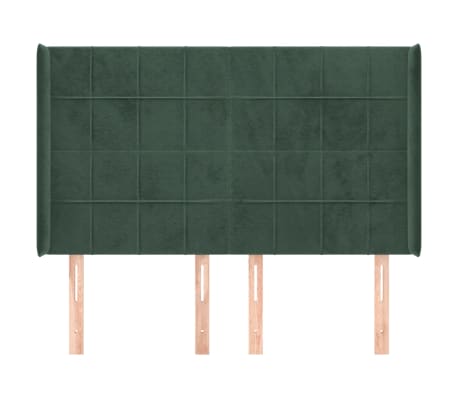 vidaXL Tăblie pat cu aripioare verde &icirc;nchis 147x16x118/128 cm catifea