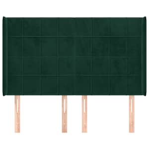 Čelo postele typu ušák tmavě zelená 147x16x118/128 cm samet - obrázek 3