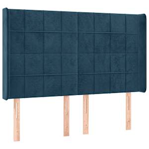 Čelo postele typu ušák tmavě modrá 147x16x118/128 cm samet - obrázek 2