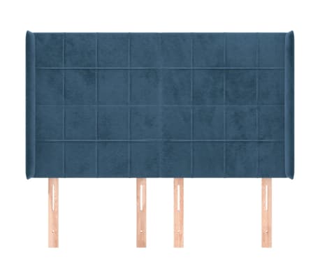 vidaXL Kopfteil mit Ohren Dunkelblau 147x16x118/128 cm Samt
