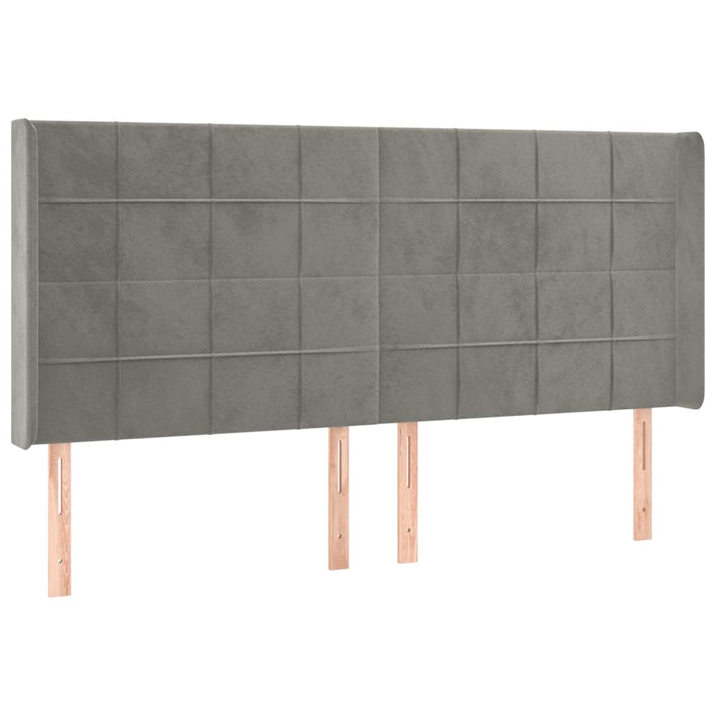 vidaXL Hoofdbord met randen 163x16x118/128 cm fluweel lichtgrijs grijs, foto 3