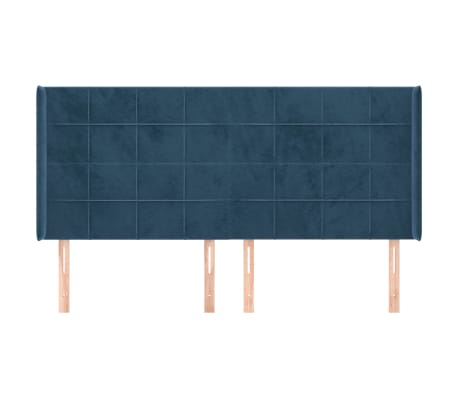 vidaXL Čelo postele so z&aacute;hybmi tmavomodr&aacute; 163x16x118/128 cm zamat