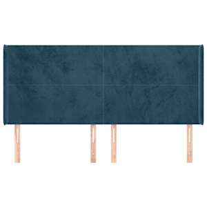 Čelo postele typu ušák tmavě modrá 163x16x118/128 cm samet - obrázek 3